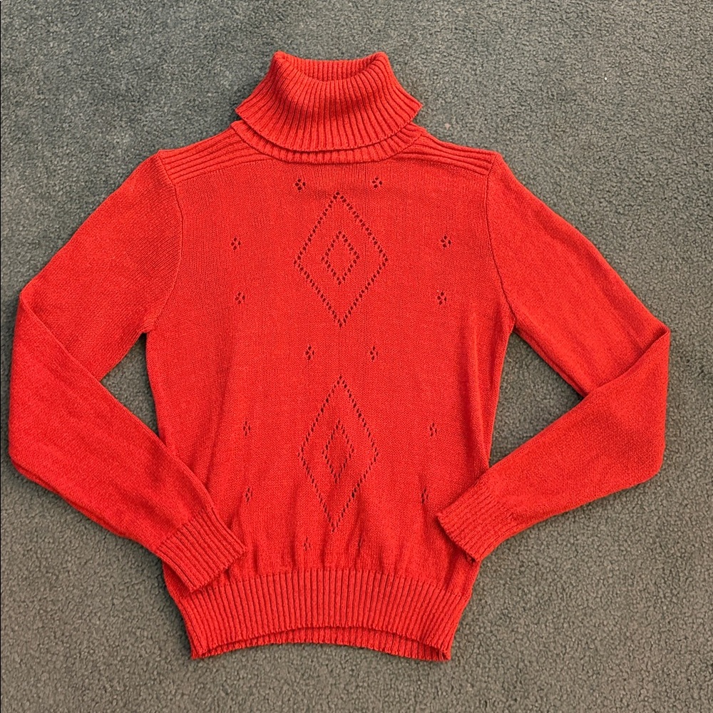 1980s Clovis Ruffin Knit Gray Sweater turtle neck
